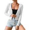 imageSHENHE Womens Ribbed Knit Button Down V Neck Lightweight Cropped Cardigan SweaterWhite