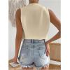 imageSHENHE Womens V Neck Sleeveless Button Down Crop Vest Top Blazer Coat Office SuitBeige