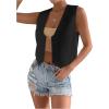 imageSHENHE Womens V Neck Sleeveless Button Down Crop Vest Top Blazer Coat Office SuitBlack