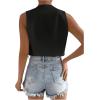 imageSHENHE Womens V Neck Sleeveless Button Down Crop Vest Top Blazer Coat Office SuitBlack