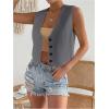 imageSHENHE Womens V Neck Sleeveless Button Down Crop Vest Top Blazer Coat Office SuitDark Grey