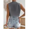 imageSHENHE Womens V Neck Sleeveless Button Down Crop Vest Top Blazer Coat Office SuitDark Grey