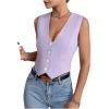 imageSHENHE Womens V Neck Sleeveless Button Down Crop Vest Top Blazer Coat Office SuitMauve Purple