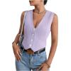 imageSHENHE Womens V Neck Sleeveless Button Down Crop Vest Top Blazer Coat Office SuitMauve Purple
