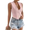 imageSHENHE Womens V Neck Sleeveless Button Down Crop Vest Top Blazer Coat Office SuitPink