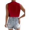 imageSHENHE Womens V Neck Sleeveless Button Down Crop Vest Top Blazer Coat Office SuitRed