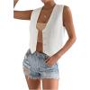 imageSHENHE Womens V Neck Sleeveless Button Down Crop Vest Top Blazer Coat Office SuitWhite