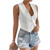 imageSHENHE Womens V Neck Sleeveless Button Down Crop Vest Top Blazer Coat Office SuitWhite