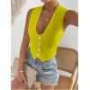 imageSHENHE Womens V Neck Sleeveless Button Down Crop Vest Top Blazer Coat Office SuitYellow