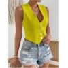 imageSHENHE Womens V Neck Sleeveless Button Down Crop Vest Top Blazer Coat Office SuitYellow