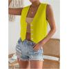 imageSHENHE Womens V Neck Sleeveless Button Down Crop Vest Top Blazer Coat Office SuitYellow