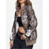 imageSHENHE Womens Zip Up Camo Hoodie Y2k Vintage Ribbon Bow Graphic Sweatshirt JacketBrown