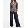 imageSHENHE Womens Zip Up Camo Hoodie Y2k Vintage Ribbon Bow Graphic Sweatshirt JacketBrown