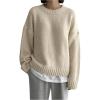 imageSHENHE Womens Oversized Crew Neck Long Sleeve Soft Casual Loose Sweater PulloverApricot