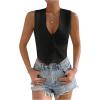imageSHENHE Womens V Neck Sleeveless Button Down Crop Vest Top Blazer Coat Office SuitBlack