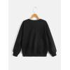 imageSHENHE Girls Cute Graphic Crewneck Sweatshirt Long Sleeve Drop Shoulder Pullover Shirt TopsBlack