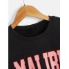 imageSHENHE Girls Cute Graphic Crewneck Sweatshirt Long Sleeve Drop Shoulder Pullover Shirt TopsBlack