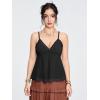 imageSHENHE Womens Lace Babydoll Tank Top Sexy V Neck Sleeveless Flared Hem Flowy Peplum TopsBlack