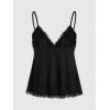 imageSHENHE Womens Lace Babydoll Tank Top Sexy V Neck Sleeveless Flared Hem Flowy Peplum TopsBlack