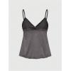imageSHENHE Womens Lace Babydoll Tank Top Sexy V Neck Sleeveless Flared Hem Flowy Peplum TopsGrey
