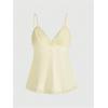 imageSHENHE Womens Lace Babydoll Tank Top Sexy V Neck Sleeveless Flared Hem Flowy Peplum TopsLight Yellow