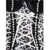 imageSHENHE Womens Lace Up Bowknot Ruffle Lace Corset Top with Thong Lingerie Garter SetMutilcolor Black