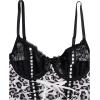 imageSHENHE Womens Lace Up Bowknot Ruffle Lace Corset Top with Thong Lingerie Garter SetMutilcolor Black