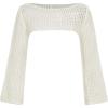 imageSHENHE Girls Hollow Out Crochet Knit Sweater Boat Neck Sheer Shrug Crop Sweater Cover UpWhite