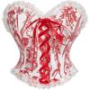 imageSHENHE Womens Lace Up Floral Corset Bustier Tube Strapless Vintage Overbust Corset ShapewearRed