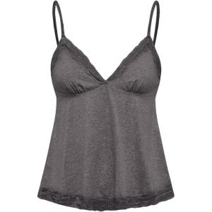 imageSHENHE Womens Lace Babydoll Tank Top Sexy V Neck Sleeveless Flared Hem Flowy Peplum TopsGrey