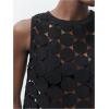 imageSHENHE Womens Asymmetrical Vest Top See Through Circular Embroidered Crew Neck Sleeveless Vest Crop TopBlack