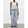 imageSHENHE Womens Asymmetrical Vest Top See Through Circular Embroidered Crew Neck Sleeveless Vest Crop TopWhite