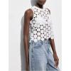 imageSHENHE Womens Asymmetrical Vest Top See Through Circular Embroidered Crew Neck Sleeveless Vest Crop TopWhite