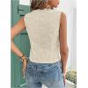 imageSHENHE Womens Button Up Blouse Eyelet Asymmetrical Blouse Top Dressy Sleevless VestApricot
