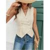imageSHENHE Womens Button Up Blouse Eyelet Asymmetrical Blouse Top Dressy Sleevless VestApricot