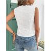 imageSHENHE Womens Button Up Blouse Eyelet Asymmetrical Blouse Top Dressy Sleevless VestWhite