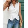 imageSHENHE Womens Button Up Blouse Eyelet Asymmetrical Blouse Top Dressy Sleevless VestWhite