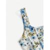 imageSHENHE Womens Floral Bustier Top Square Neck Asymmetrical Elegant Cropped Corset TopGreen and Blue