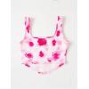 imageSHENHE Womens Floral Bustier Top Square Neck Asymmetrical Elegant Cropped Corset TopHot Pink
