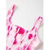 imageSHENHE Womens Floral Bustier Top Square Neck Asymmetrical Elegant Cropped Corset TopHot Pink