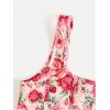 imageSHENHE Womens Floral Bustier Top Square Neck Asymmetrical Elegant Cropped Corset TopRose Pink