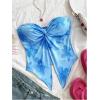 imageSHENHE Womens Floral Crop Tube Top Twist Front Strapless Split Asymmetrical Boho Flowy BandeauBlue