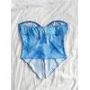 imageSHENHE Womens Floral Crop Tube Top Twist Front Strapless Split Asymmetrical Boho Flowy BandeauBlue