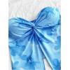 imageSHENHE Womens Floral Crop Tube Top Twist Front Strapless Split Asymmetrical Boho Flowy BandeauBlue