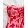 imageSHENHE Womens Floral Crop Tube Top Twist Front Strapless Split Asymmetrical Boho Flowy BandeauMulticolor Butterfly