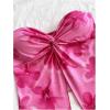 imageSHENHE Womens Floral Crop Tube Top Twist Front Strapless Split Asymmetrical Boho Flowy BandeauPink