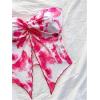 imageSHENHE Womens Floral Crop Tube Top Twist Front Strapless Split Asymmetrical Boho Flowy BandeauPink and White