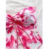 imageSHENHE Womens Floral Crop Tube Top Twist Front Strapless Split Asymmetrical Boho Flowy BandeauPink and White