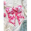 imageSHENHE Womens Floral Crop Tube Top Twist Front Strapless Split Asymmetrical Boho Flowy BandeauPink and White