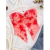 imageSHENHE Womens Floral Crop Tube Top Twist Front Strapless Split Asymmetrical Boho Flowy BandeauRed